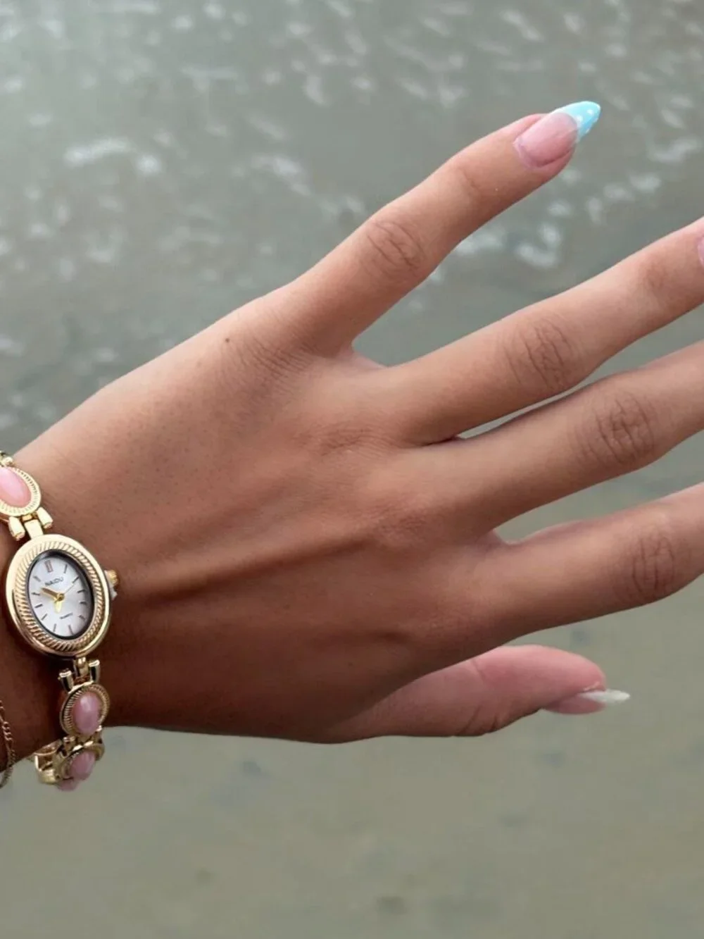 Preppy Gold Rose Stone Bracelet Watch Preppy Y2K OS